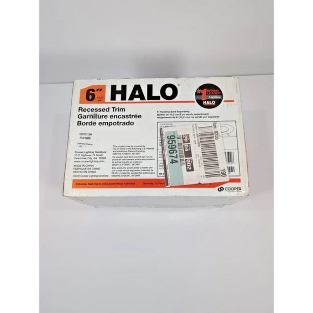 Halo‎ 301P 6-inch Matte White Open Trim Rings for Recessed Fixtures Case of 12